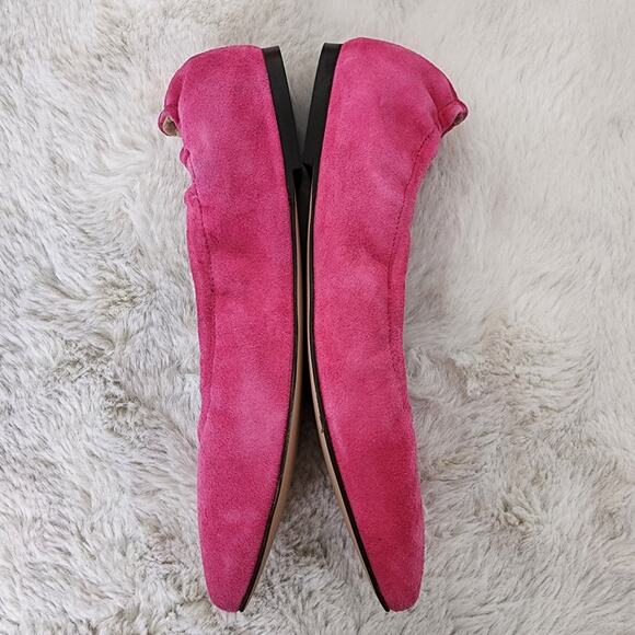 NEW J. Crew Anya Scrunchie Ballet Flats Suede Fuchsia Pink 7 - Picture 5 of 9